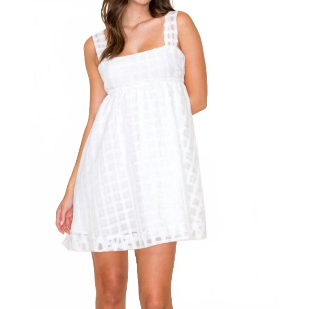 NEW GOLDEN sunday plaid babydoll dress in white
